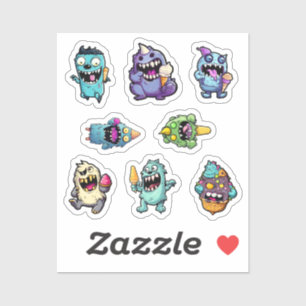 Monster Ice Cream Party Stickers pt 1 Klistermärken