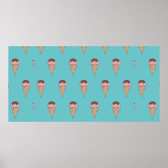 Mönster Ice kräm på Pastel färg, vin Poster (Framsidan)