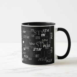 mönster initialer, svartvit modern anpassningsbar mugg