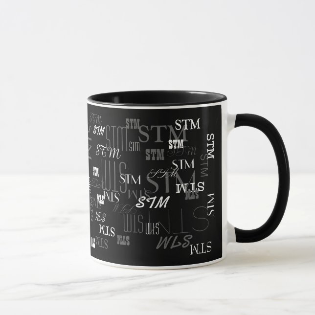 mönster initialer, svartvit modern anpassningsbar mugg (Höger)