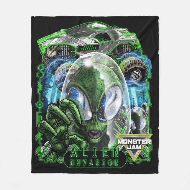 Monster Jam Alien Invasion-ikon Fleecefilt (Framsidan)