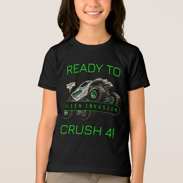 Monster Jam - Alien Invasion Redo att krossa T Shirt (Framsida)