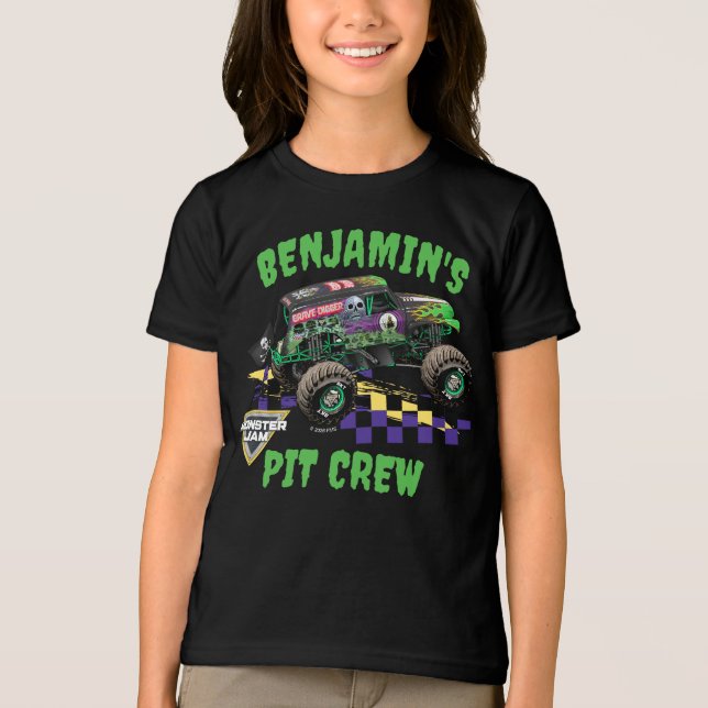 Monster Jam Grave Digger Födelsedagsgrop Crew T Shirt (Framsida)