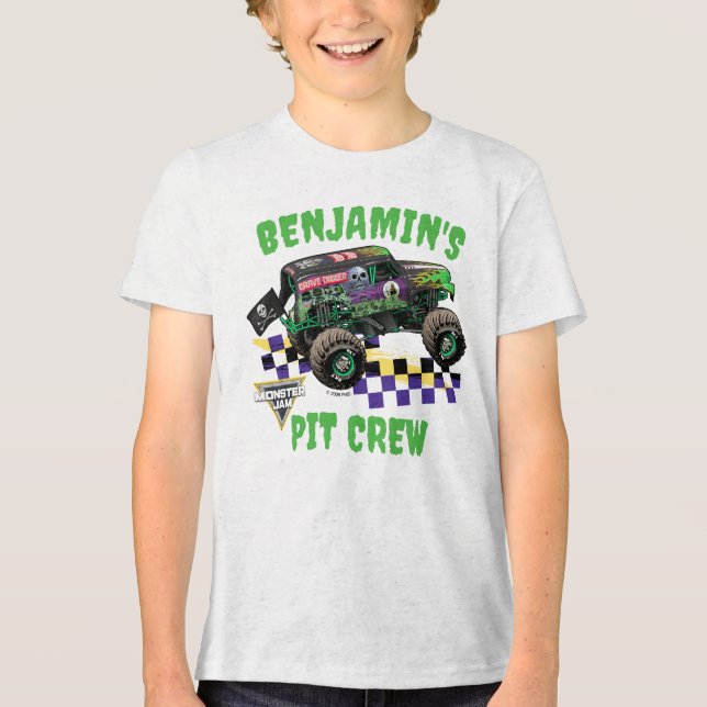 Monster Jam Grave Digger Födelsedagsgrop Crew T Shirt (Framsida)