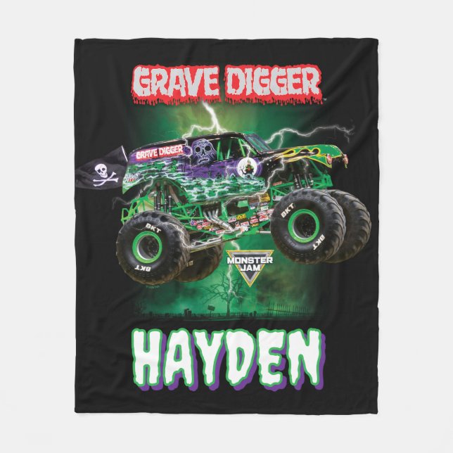 Monster Jam Grave Digger - Personlig Fleecefilt (Framsidan)