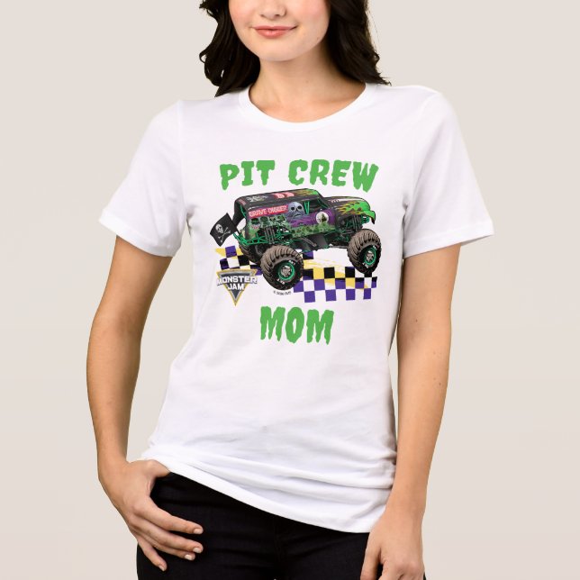 Monster Jam Grave Digger Pit Crew Mamma T Shirt (Framsida)