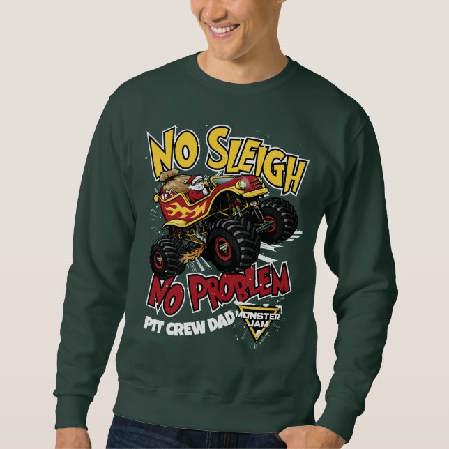 Monster Jam "Ingen släde, inget problem" Tomte-las Lång Ärmad Tröja (Framsida)