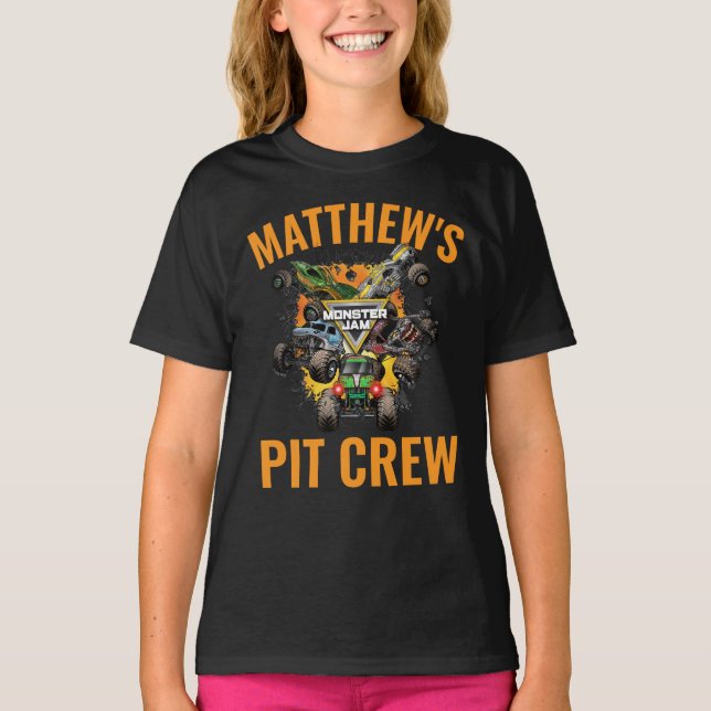 Monster Jam Lastbilar Pit Crew T Shirt (Framsida)