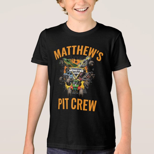 Monster Jam-lastbils Pit Crew T Shirt (Framsida)