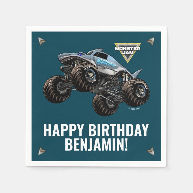 Monster Jam Megalodon Födelsedag Pappersservett (Framsidan)