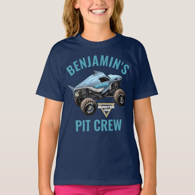 Monster Jam Megalodon Pit Crew Födelsedag T Shirt (Framsida)
