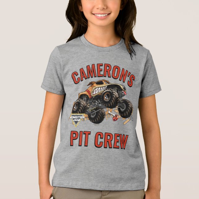 Monster Jam - Monster Mutt Födelsedags Pit Crew T Shirt (Framsida)