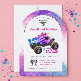 Monster Jam - Sparkle Smash Födelsedag Inbjudningar
