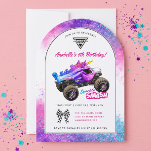 Monster Jam - Sparkle Smash Födelsedag Inbjudningar