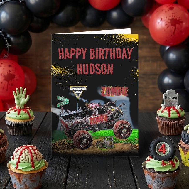 Monster Jam - Zombie Födelsedag Kort (Card on simulated table)