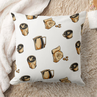 Mönster Kaffeälskare Vintageillustration Kudde