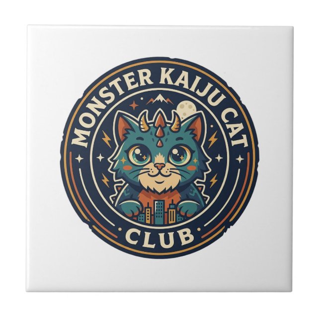 Monster Kaiju Katt Katt Grafisk Tee Art - Monster  Kakelplatta (Framsidan)