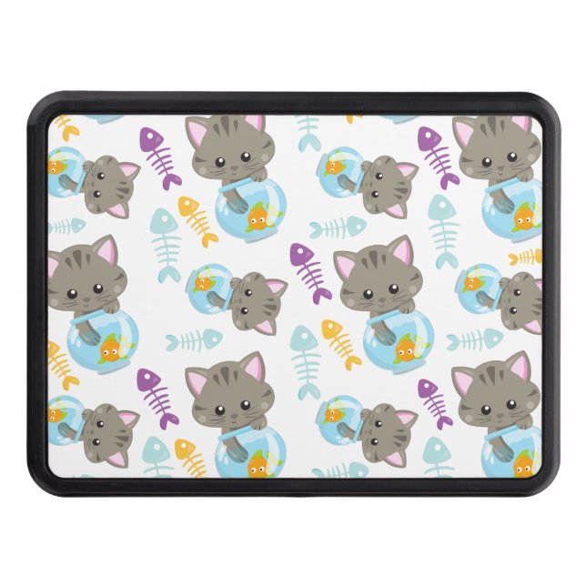 Mönster, katter, gräddkatter, kattungar, fisk dragkroksskydd (Framsidan)