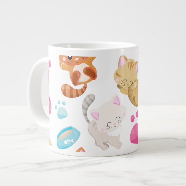Mönster, katter, gräddkatter, Kattunge, kattungar, Jumbo Mugg (Framsida vänster)