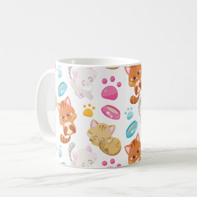 Mönster, katter, gräddkatter, Kattunge, kattungar, Kaffemugg (Framsida vänster)