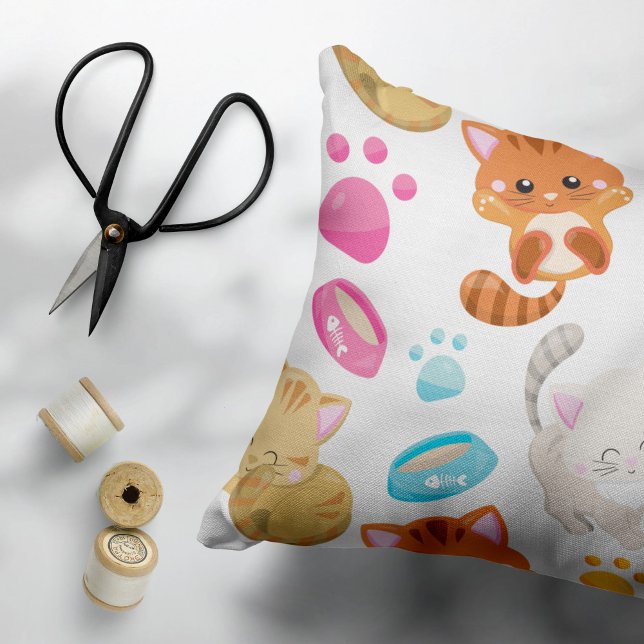 Mönster, katter, gräddkatter, Kattunge, kattungar, Prydnadskudde (Skapare uppladdad)