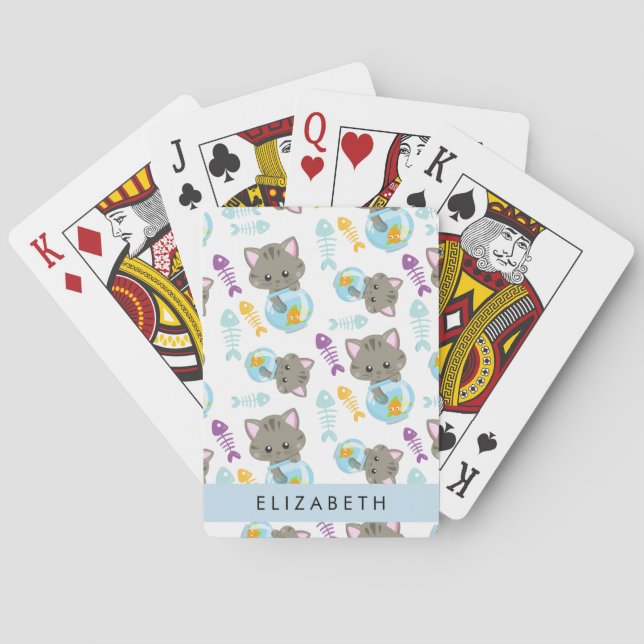 Mönster, katter, katter, kattungar, ditt namn casinokort (Baksidan)