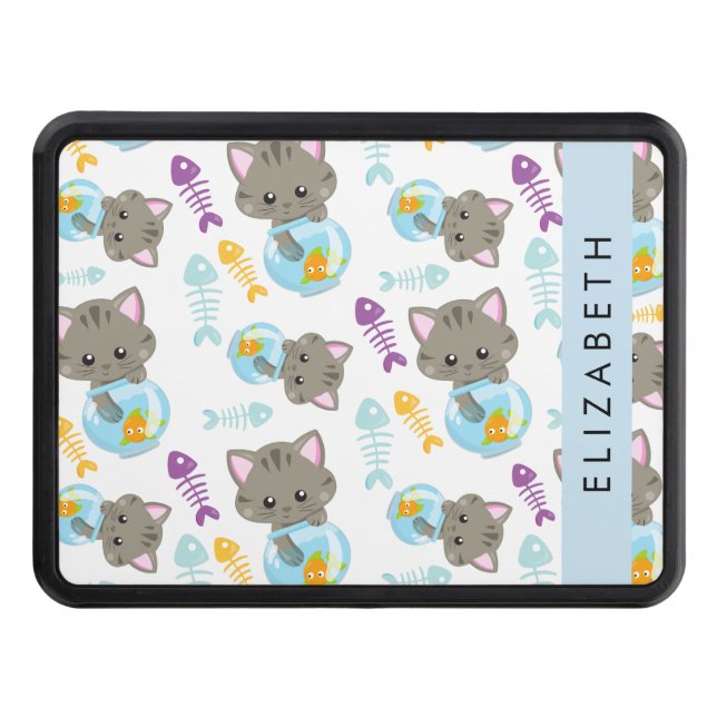 Mönster, katter, katter, kattungar, ditt namn dragkroksskydd (Framsidan)