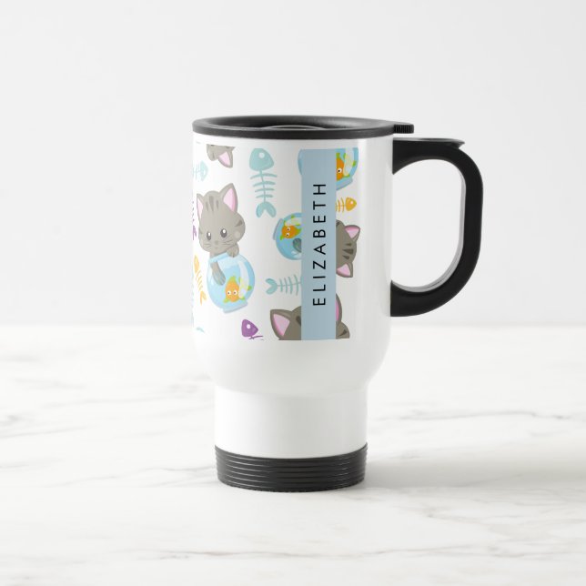 Mönster, katter, katter, kattungar, ditt namn resemugg (Höger)