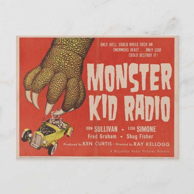 Monster Kid Radio möter Giant Gila Monster Vykort (Framsida)