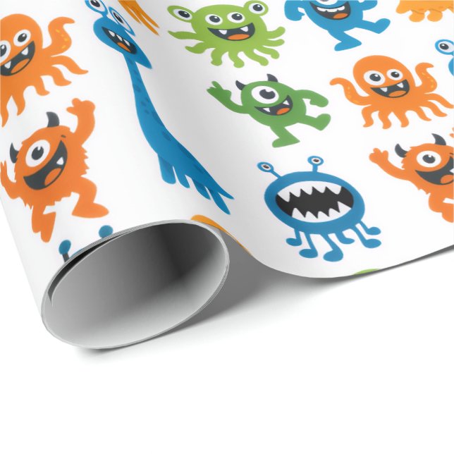 Monster Kids Födelsedag  Presentpapper (Rullad Hörn)