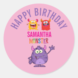 Monster kids Joy Pink Vilet Fun  Runt Klistermärke