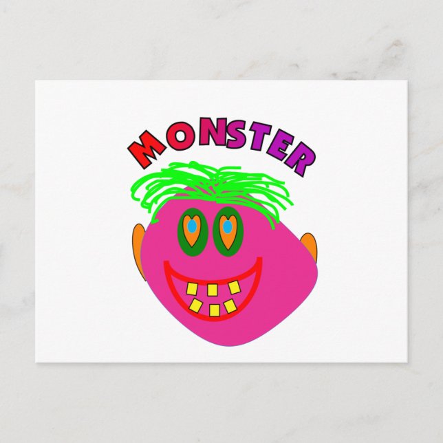 Monster Kids presenterar "Rosa Monster Art" Vykort (Framsida)