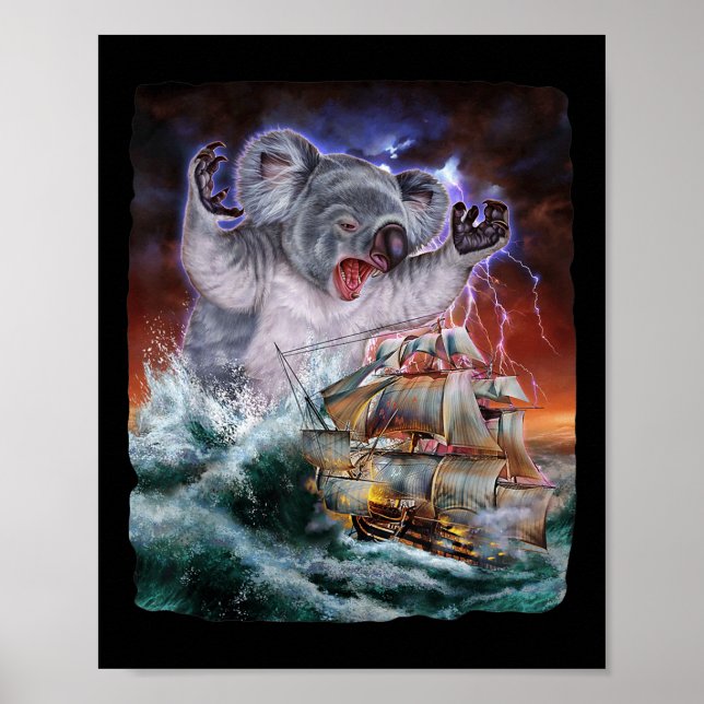 Monster Koala som Kraken attackerar en Krig-Frakt  Poster (Framsidan)