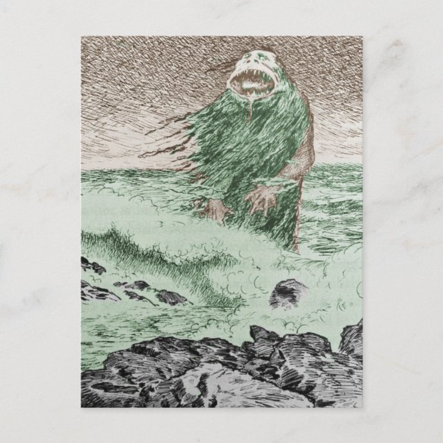 Monster kommer ut från Vatten Vykort (Framsida)