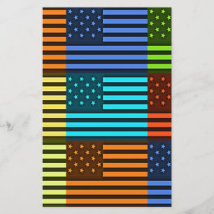 Mönster-konst med flera färg-USA flagga-styrda vek