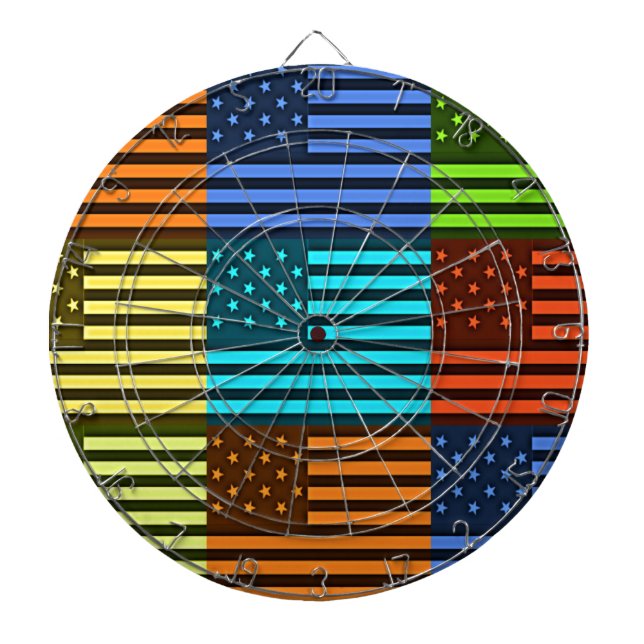 Mönster-konst med flera färg-USA flagga-styrda vek Darttavla (Framsidan)