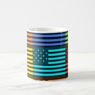 Mönster-konst med flera färg-USA flagga-styrda vek Kaffemugg