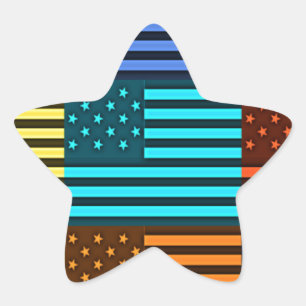 Mönster-konst med flera färg-USA flagga-styrda vek Stjärnformat Klistermärke