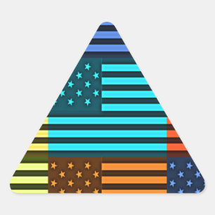 Mönster-konst med flera färg-USA flagga-styrda vek Triangelformat Klistermärke