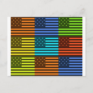 Mönster-konst med flera färg-USA flagga-styrda vek Vykort