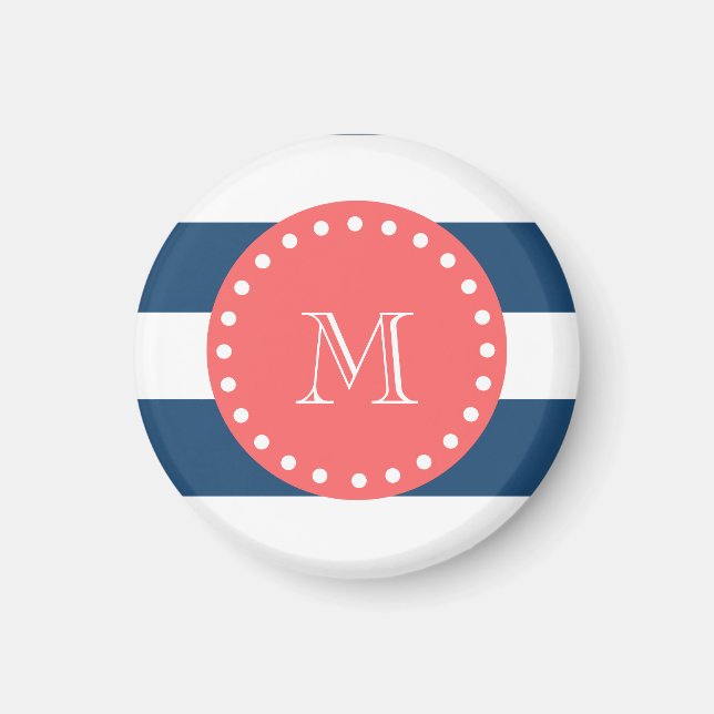 Mönster, korallonogram, blå Rand (blå) Magnet (Framsidan)