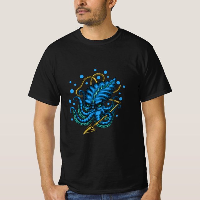 Monster Kraken Färg T Shirt (Framsida)