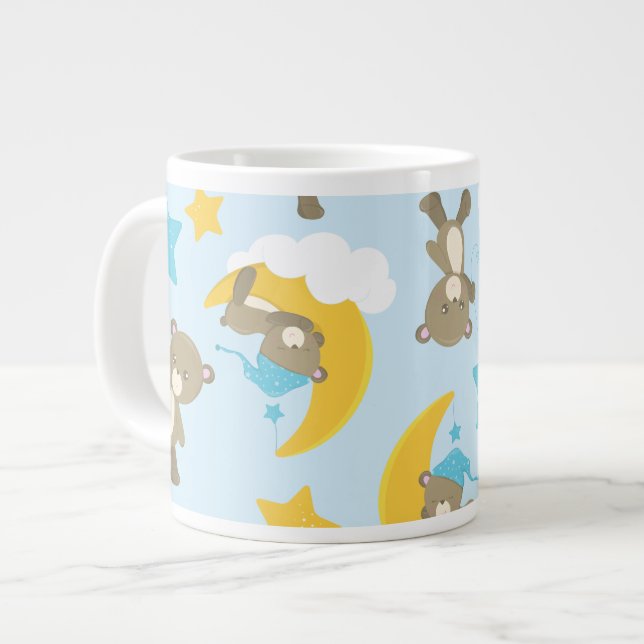 Mönster, kugghjul, Nallar, stjärnor Jumbo Mugg (Framsida vänster)