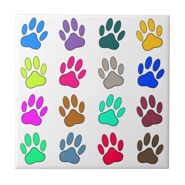 Mönster-kvadrat med flera färgade Hund - dekorfärg Kakelplatta (Framsidan)