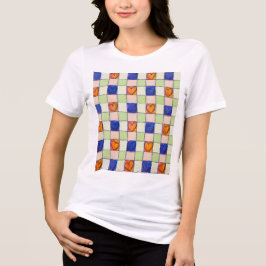 Mönster, kvinnors gingham t shirt