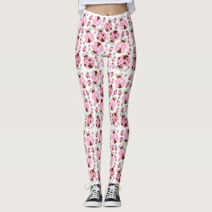 Mönster, Ladybugs, Cute Ladybugs, Rosa Ladybugs Leggings