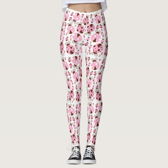 Mönster, Ladybugs, Cute Ladybugs, Rosa Ladybugs Leggings (Framsida)
