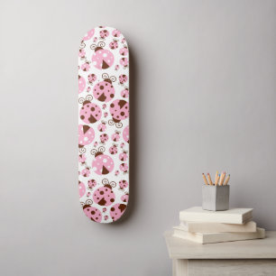 Mönster, Ladybugs, Cute Ladybugs, Rosa Ladybugs Mini Skateboard Bräda 18,5 Cm