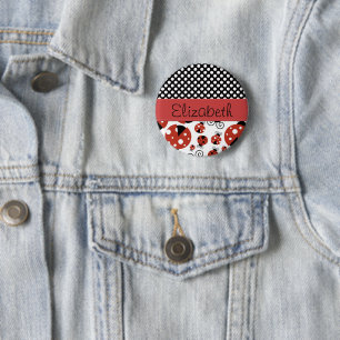 Mönster, Ladybugs, Polka dots, ditt namn Knapp