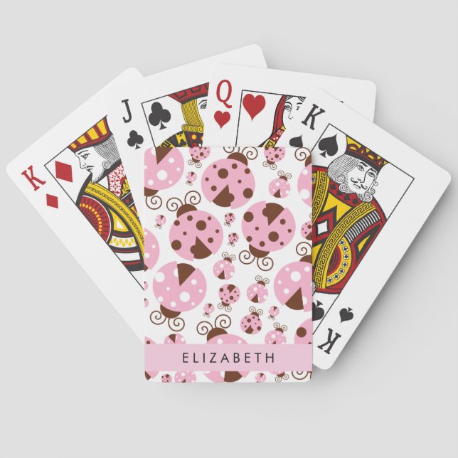 Mönster, Ladybugs, Rosa Ladybugs, ditt namn Casinokort (Baksidan)